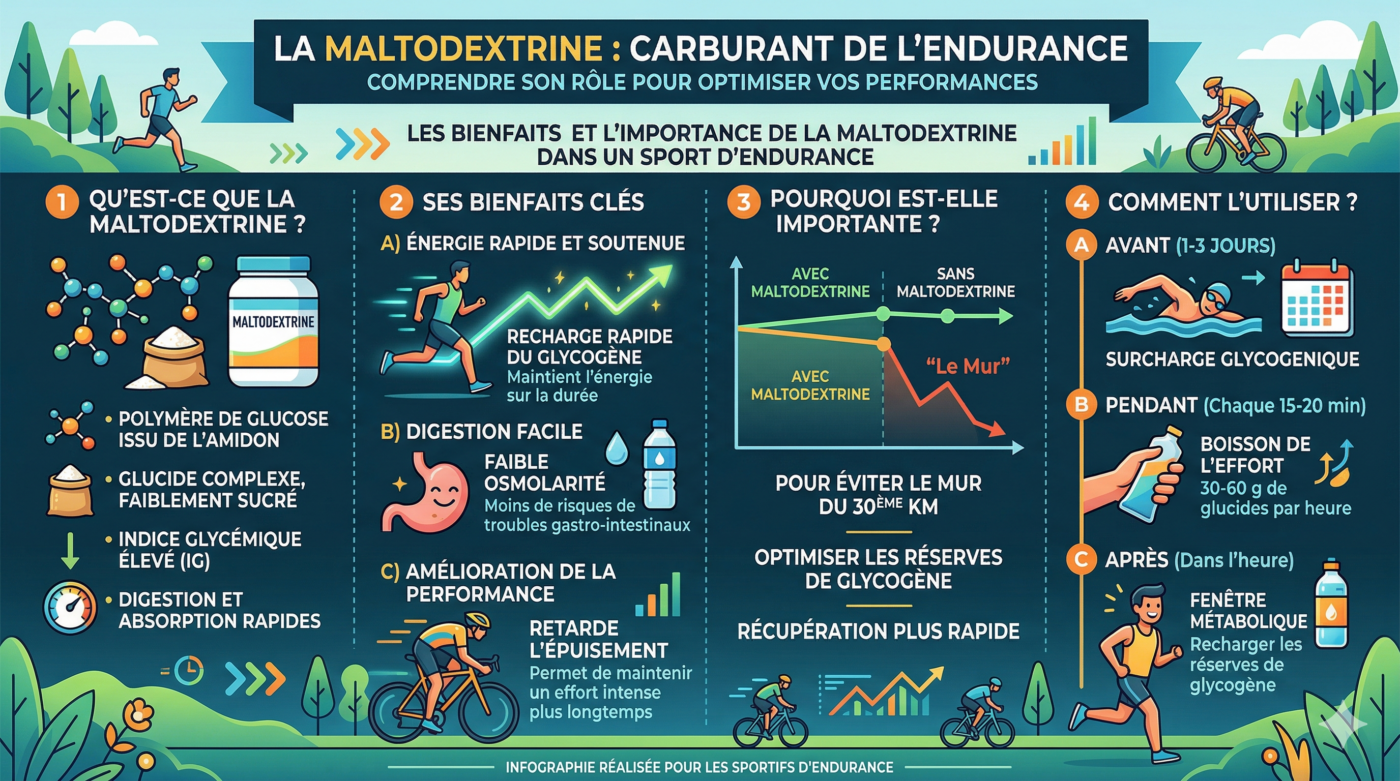 Infographie comprendre la maltodextrine pour l'endurance