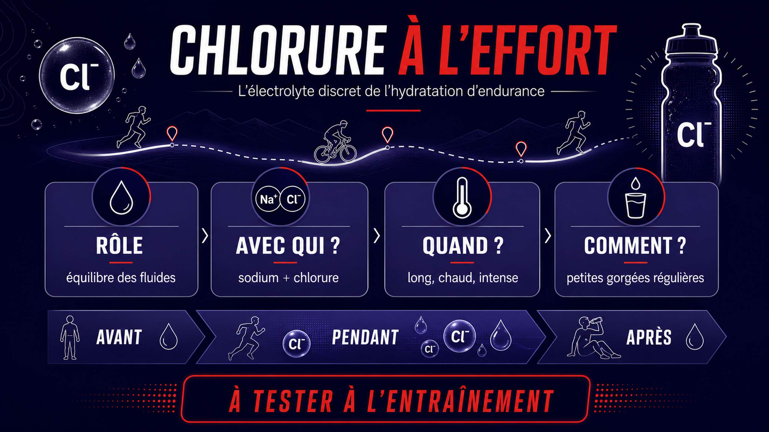 Infographie sur la prise de chlorure lors d'un effort d'endurance