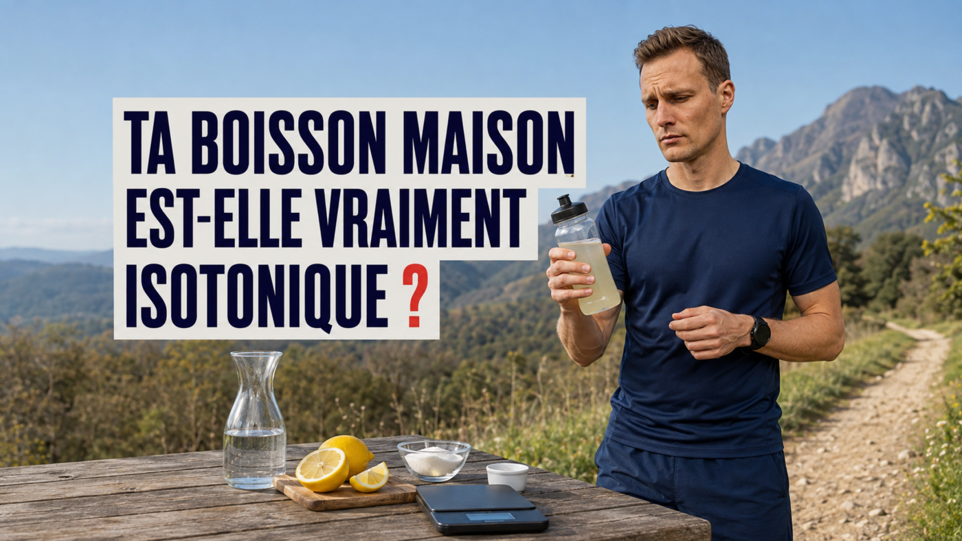 Boisson isotonique maison pour les sports d’endurance : un runner vérifie son bidon