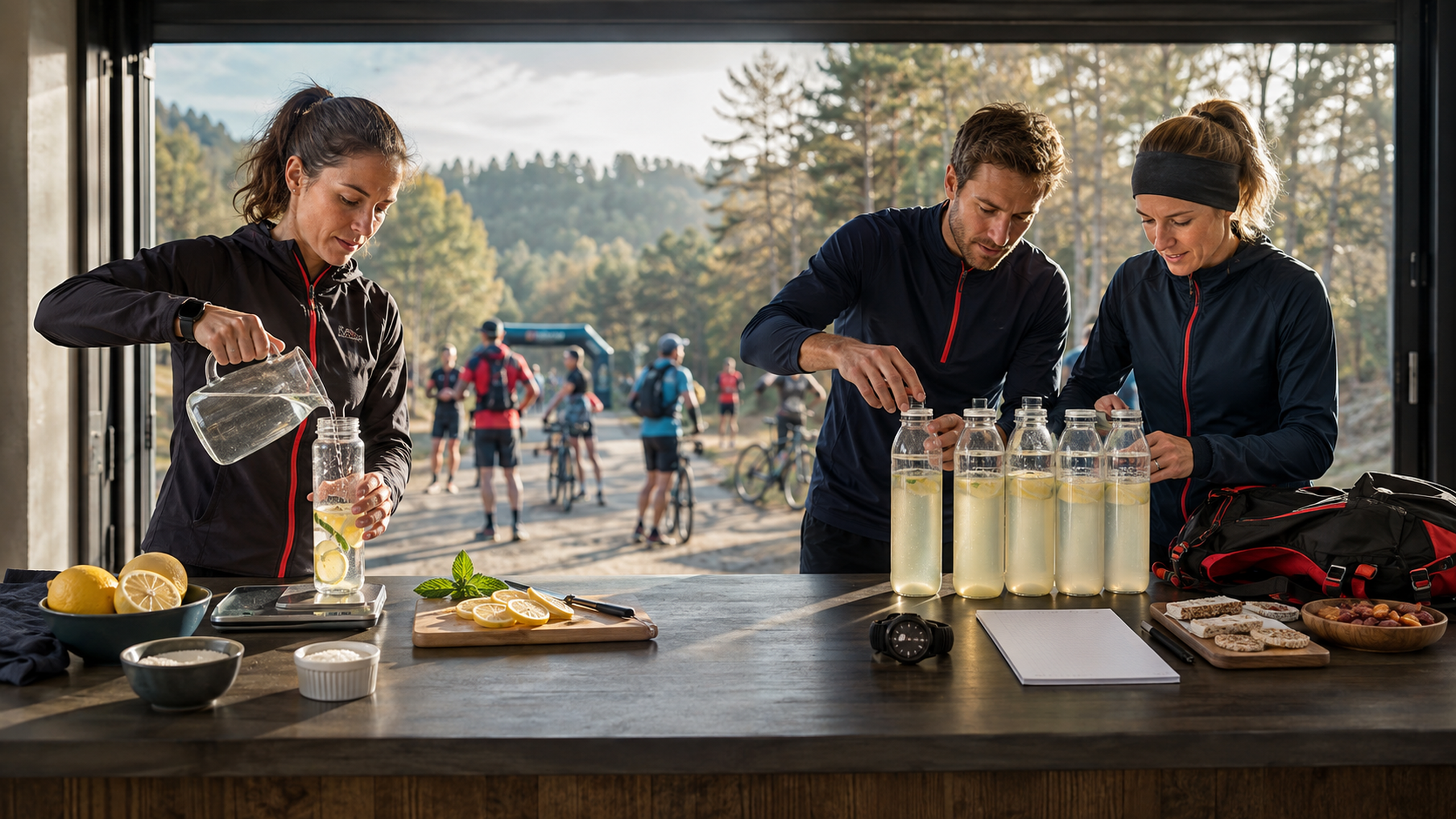 Préparation d’une boisson d’effort maison ou d’une formule mesurée avant une épreuve d’endurance