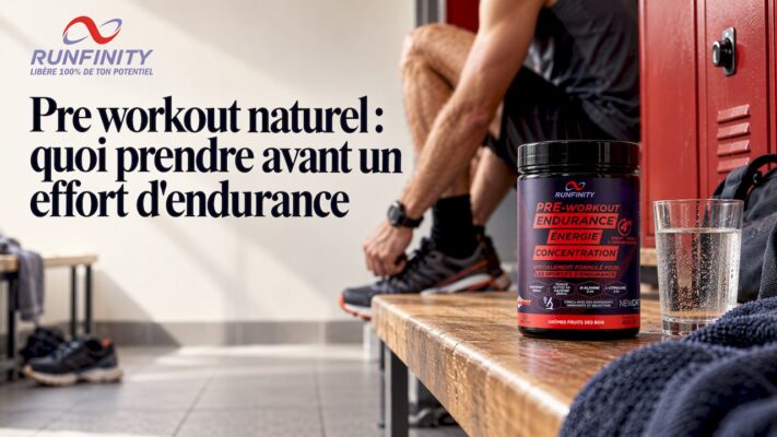 Runfinity preworkout posé sur un banc avant l'entraînement