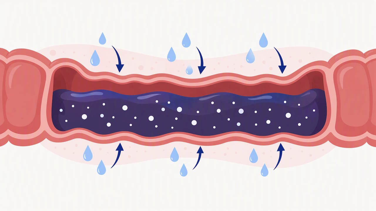 L’eau attirée dans l’intestin à cause d’un excès de sucres