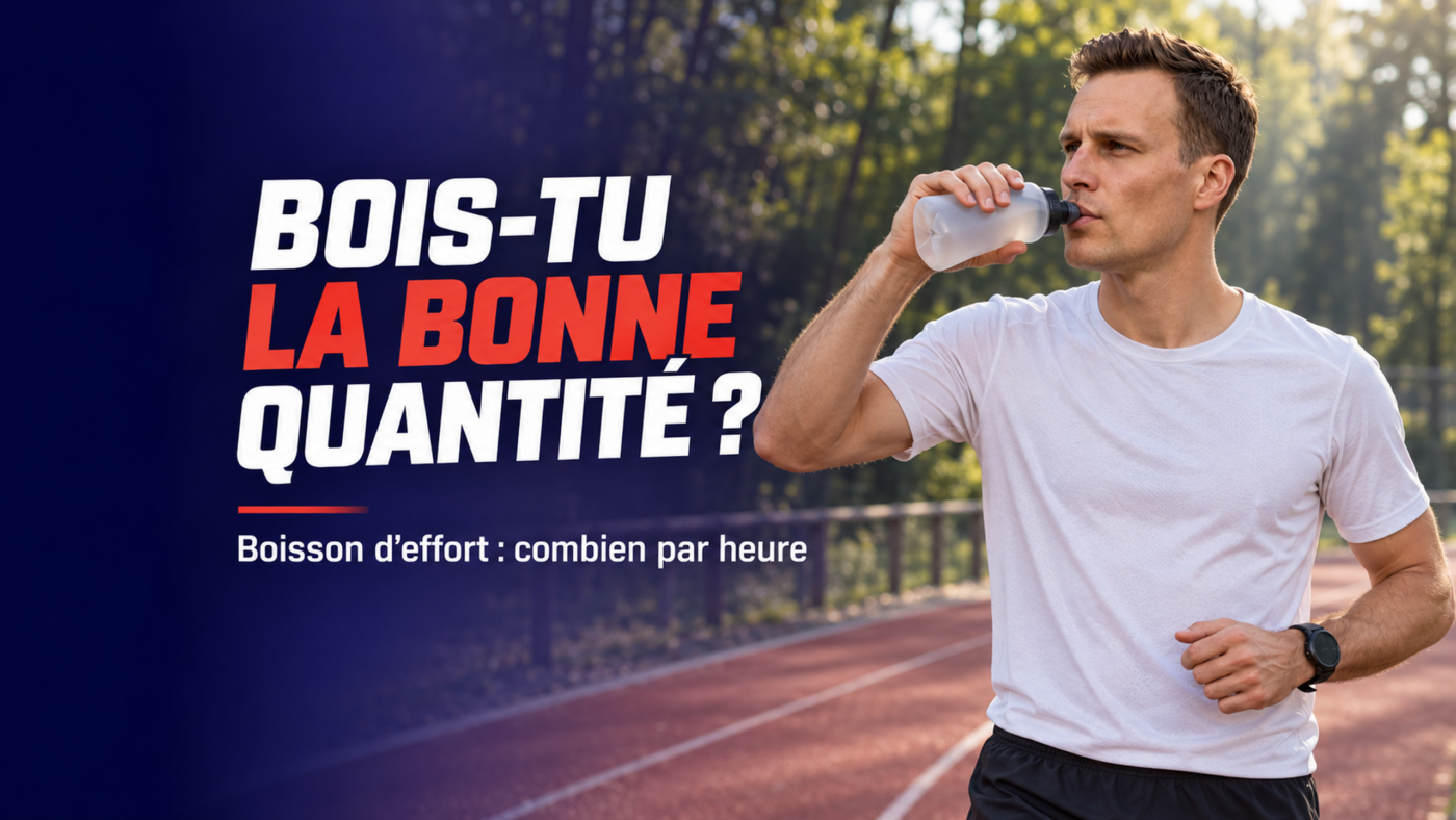 Charles sur un parcours de running avec une flasque et la question sur la quantité de boisson d’effort à boire par heure.